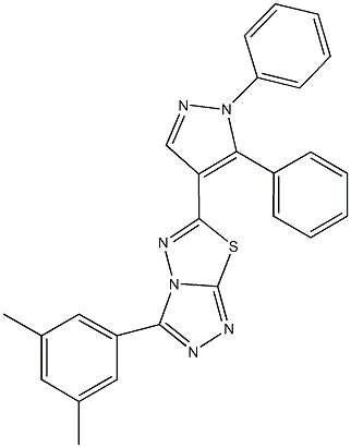 3-(3,5-dimethylphenyl)-6-(1,5-diphenyl-1H-pyrazol-4-yl)[1,2,4]triazolo[3,4-b][1,3,4]thiadiazole Struktur