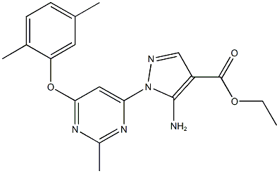 ethyl 5-amino-1-[6-(2,5-dimethylphenoxy)-2-methyl-4-pyrimidinyl]-1H-pyrazole-4-carboxylate Struktur