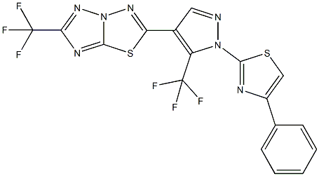 2-[1-(4-phenyl-1,3-thiazol-2-yl)-5-(trifluoromethyl)-1H-pyrazol-4-yl]-6-(trifluoromethyl)[1,2,4]triazolo[5,1-b][1,3,4]thiadiazole Struktur