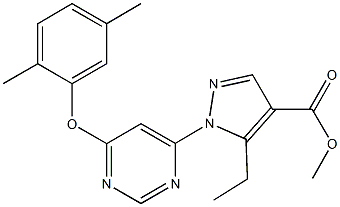 methyl 1-[6-(2,5-dimethylphenoxy)-4-pyrimidinyl]-5-ethyl-1H-pyrazole-4-carboxylate Struktur