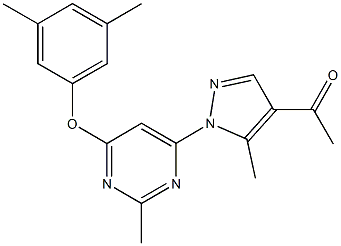 1-{1-[6-(3,5-dimethylphenoxy)-2-methyl-4-pyrimidinyl]-5-methyl-1H-pyrazol-4-yl}ethanone Struktur