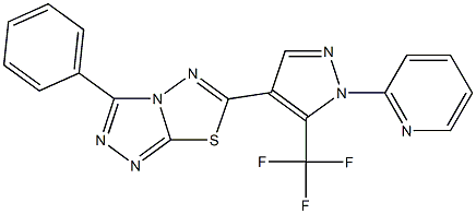 3-phenyl-6-[1-(2-pyridinyl)-5-(trifluoromethyl)-1H-pyrazol-4-yl][1,2,4]triazolo[3,4-b][1,3,4]thiadiazole Struktur