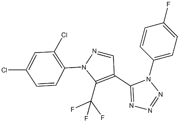 5-[1-(2,4-dichlorophenyl)-5-(trifluoromethyl)-1H-pyrazol-4-yl]-1-(4-fluorophenyl)-1H-tetraazole Struktur