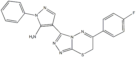 4-[6-(4-fluorophenyl)-7H-[1,2,4]triazolo[3,4-b][1,3,4]thiadiazin-3-yl]-1-phenyl-1H-pyrazol-5-ylamine Struktur