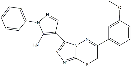 4-[6-(3-methoxyphenyl)-7H-[1,2,4]triazolo[3,4-b][1,3,4]thiadiazin-3-yl]-1-phenyl-1H-pyrazol-5-amine Struktur