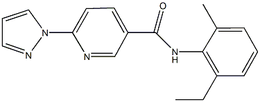 N-(2-ethyl-6-methylphenyl)-6-(1H-pyrazol-1-yl)nicotinamide Struktur