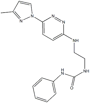 N-(2-{[6-(3-methyl-1H-pyrazol-1-yl)-3-pyridazinyl]amino}ethyl)-N'-phenylurea Struktur