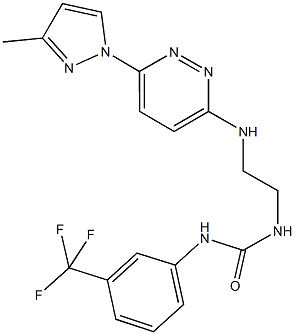 N-(2-{[6-(3-methyl-1H-pyrazol-1-yl)-3-pyridazinyl]amino}ethyl)-N'-[3-(trifluoromethyl)phenyl]urea Struktur