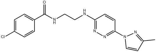 4-chloro-N-(2-{[6-(3-methyl-1H-pyrazol-1-yl)-3-pyridazinyl]amino}ethyl)benzamide Struktur