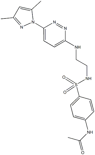 N-(4-{[(2-{[6-(3,5-dimethyl-1H-pyrazol-1-yl)-3-pyridazinyl]amino}ethyl)amino]sulfonyl}phenyl)acetamide Struktur