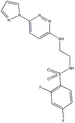 2,4-difluoro-N-(2-{[6-(1H-pyrazol-1-yl)-3-pyridazinyl]amino}ethyl)benzenesulfonamide Struktur