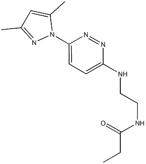 N-(2-{[6-(3,5-dimethyl-1H-pyrazol-1-yl)-3-pyridazinyl]amino}ethyl)propanamide Struktur