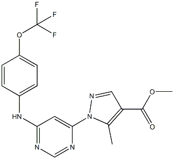 methyl 5-methyl-1-{6-[4-(trifluoromethoxy)anilino]-4-pyrimidinyl}-1H-pyrazole-4-carboxylate Struktur