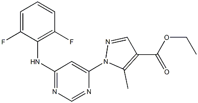 ethyl 1-[6-(2,6-difluoroanilino)-4-pyrimidinyl]-5-methyl-1H-pyrazole-4-carboxylate Struktur