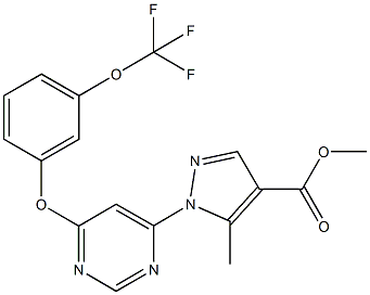 methyl 5-methyl-1-{6-[3-(trifluoromethoxy)phenoxy]-4-pyrimidinyl}-1H-pyrazole-4-carboxylate Struktur