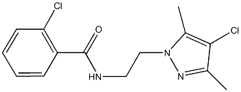 2-chloro-N-[2-(4-chloro-3,5-dimethyl-1H-pyrazol-1-yl)ethyl]benzamide Struktur