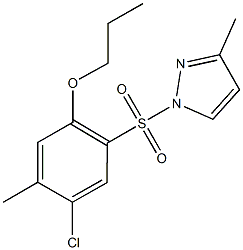 4-chloro-5-methyl-2-[(3-methyl-1H-pyrazol-1-yl)sulfonyl]phenyl propyl ether Struktur