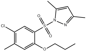 4-chloro-2-[(3,5-dimethyl-1H-pyrazol-1-yl)sulfonyl]-5-methylphenyl propyl ether Struktur