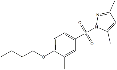 butyl 4-[(3,5-dimethyl-1H-pyrazol-1-yl)sulfonyl]-2-methylphenyl ether Struktur