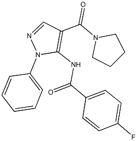 4-fluoro-N-[1-phenyl-4-(1-pyrrolidinylcarbonyl)-1H-pyrazol-5-yl]benzamide Struktur