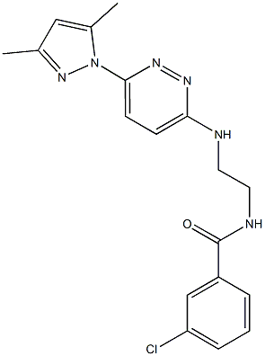 3-chloro-N-(2-{[6-(3,5-dimethyl-1H-pyrazol-1-yl)-3-pyridazinyl]amino}ethyl)benzamide Struktur