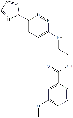 3-methoxy-N-(2-{[6-(1H-pyrazol-1-yl)-3-pyridazinyl]amino}ethyl)benzamide Struktur