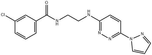 3-chloro-N-(2-{[6-(1H-pyrazol-1-yl)-3-pyridazinyl]amino}ethyl)benzamide Struktur