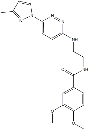 3,4-dimethoxy-N-(2-{[6-(3-methyl-1H-pyrazol-1-yl)-3-pyridazinyl]amino}ethyl)benzamide Struktur