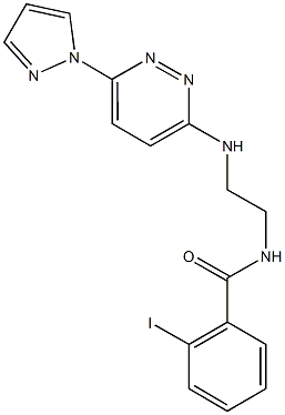 2-iodo-N-(2-{[6-(1H-pyrazol-1-yl)-3-pyridazinyl]amino}ethyl)benzamide Struktur