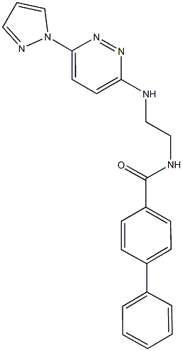 N-(2-{[6-(1H-pyrazol-1-yl)-3-pyridazinyl]amino}ethyl)[1,1'-biphenyl]-4-carboxamide Struktur