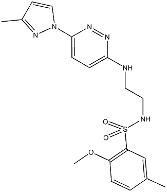 2-methoxy-5-methyl-N-(2-{[6-(3-methyl-1H-pyrazol-1-yl)-3-pyridazinyl]amino}ethyl)benzenesulfonamide Struktur