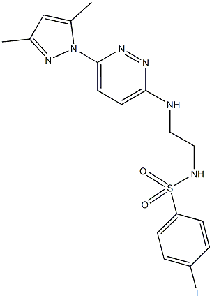 N-(2-{[6-(3,5-dimethyl-1H-pyrazol-1-yl)-3-pyridazinyl]amino}ethyl)-4-iodobenzenesulfonamide Struktur