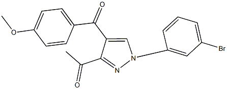 1-[1-(3-bromophenyl)-4-(4-methoxybenzoyl)-1H-pyrazol-3-yl]ethanone Struktur