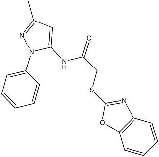 2-(1,3-benzoxazol-2-ylsulfanyl)-N-(3-methyl-1-phenyl-1H-pyrazol-5-yl)acetamide Struktur