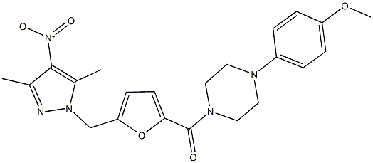 1-[5-({4-nitro-3,5-dimethyl-1H-pyrazol-1-yl}methyl)-2-furoyl]-4-(4-methoxyphenyl)piperazine Struktur