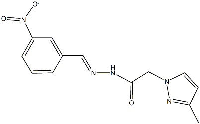 N'-{3-nitrobenzylidene}-2-(3-methyl-1H-pyrazol-1-yl)acetohydrazide Struktur