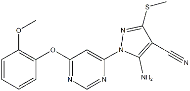 5-amino-1-[6-(2-methoxyphenoxy)-4-pyrimidinyl]-3-(methylsulfanyl)-1H-pyrazole-4-carbonitrile Struktur