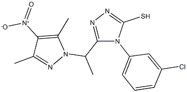 4-(3-chlorophenyl)-3-(1-{4-nitro-3,5-dimethyl-1H-pyrazol-1-yl}ethyl)-5-sulfanyl-4H-1,2,4-triazole Struktur