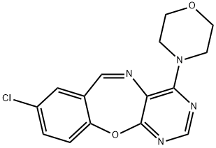 8-chloro-4-(4-morpholinyl)pyrimido[4,5-b][1,4]benzoxazepine Struktur