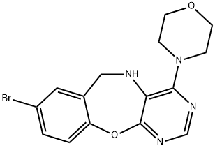 8-bromo-4-(4-morpholinyl)-5,6-dihydropyrimido[4,5-b][1,4]benzoxazepine Struktur