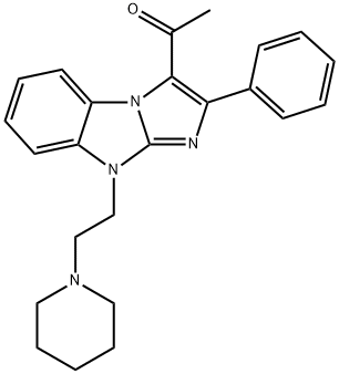 1-{2-phenyl-9-[2-(1-piperidinyl)ethyl]-9H-imidazo[1,2-a]benzimidazol-3-yl}ethanone Struktur