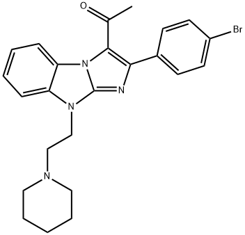 1-{2-(4-bromophenyl)-9-[2-(1-piperidinyl)ethyl]-9H-imidazo[1,2-a]benzimidazol-3-yl}ethanone Struktur