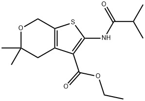 ethyl 2-(isobutyrylamino)-5,5-dimethyl-4,7-dihydro-5H-thieno[2,3-c]pyran-3-carboxylate Struktur