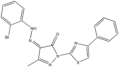 3-methyl-1-(4-phenyl-1,3-thiazol-2-yl)-1H-pyrazole-4,5-dione 4-[(2-bromophenyl)hydrazone] Struktur