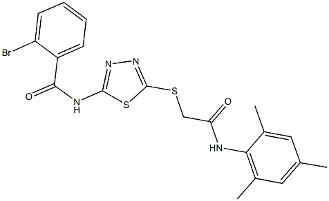 2-bromo-N-(5-{[2-(mesitylamino)-2-oxoethyl]sulfanyl}-1,3,4-thiadiazol-2-yl)benzamide Struktur