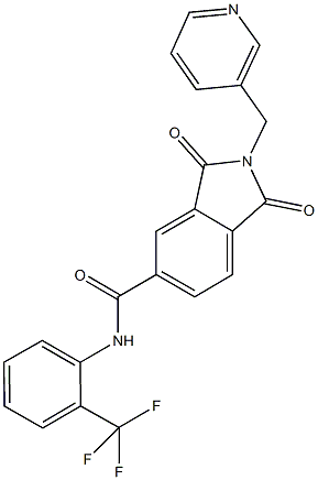 1,3-dioxo-2-(3-pyridinylmethyl)-N-[2-(trifluoromethyl)phenyl]-5-isoindolinecarboxamide Struktur