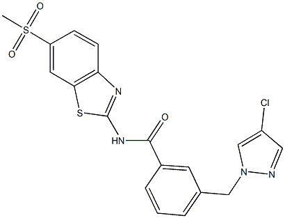 3-[(4-chloro-1H-pyrazol-1-yl)methyl]-N-[6-(methylsulfonyl)-1,3-benzothiazol-2-yl]benzamide Struktur