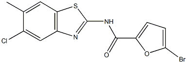 5-bromo-N-(5-chloro-6-methyl-1,3-benzothiazol-2-yl)-2-furamide Struktur