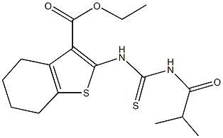 ethyl 2-{[(isobutyrylamino)carbothioyl]amino}-4,5,6,7-tetrahydro-1-benzothiophene-3-carboxylate Struktur