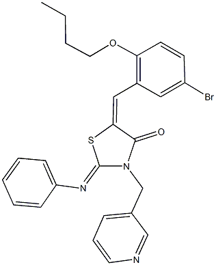 5-(5-bromo-2-butoxybenzylidene)-2-(phenylimino)-3-(3-pyridinylmethyl)-1,3-thiazolidin-4-one Struktur